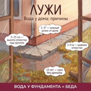 Почему вода стоит у дома после дождя