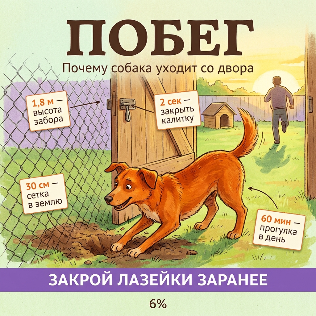 Собака убегает с участка: калитка, забор и привычки хозяев