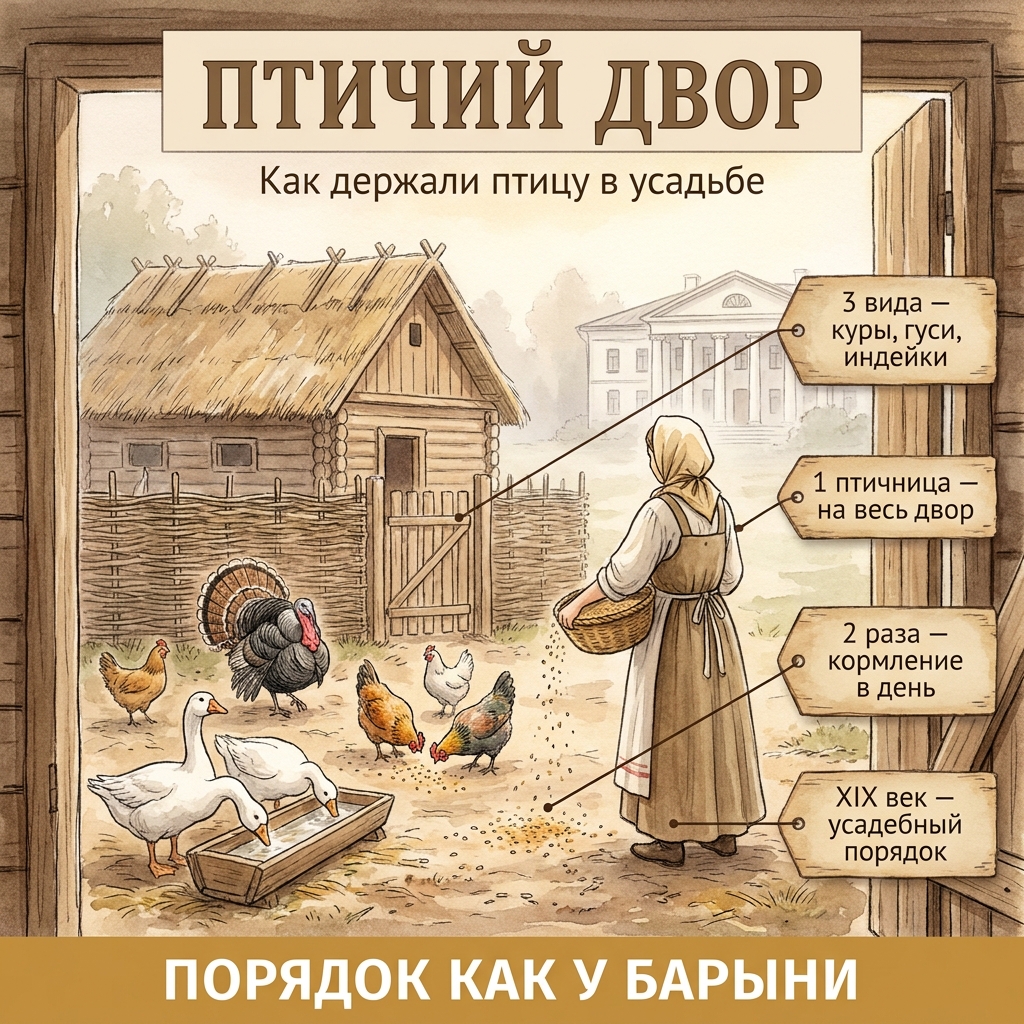 Птичий двор дворянской усадьбы: куры, гуси и индейки по правилам