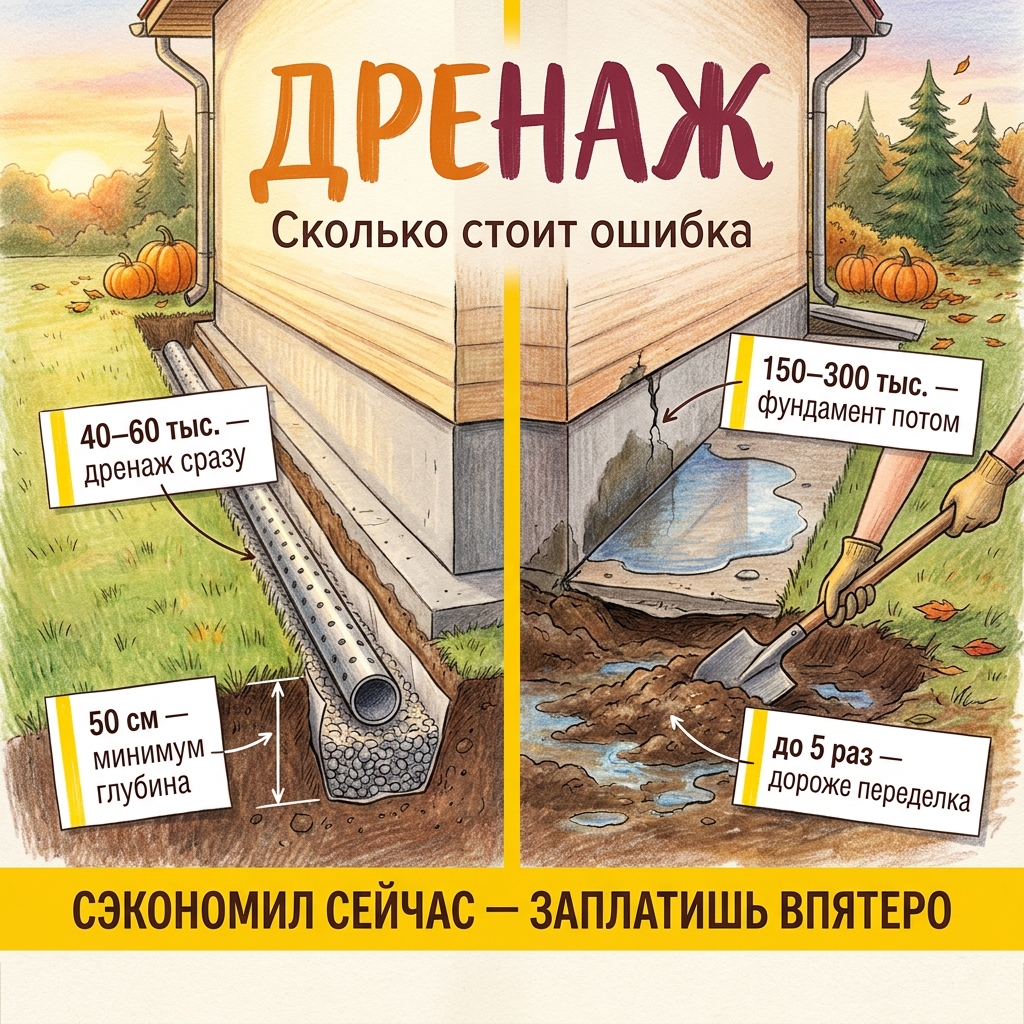 Во сколько обходится ошибка с дренажем: что дешевле исправить сразу