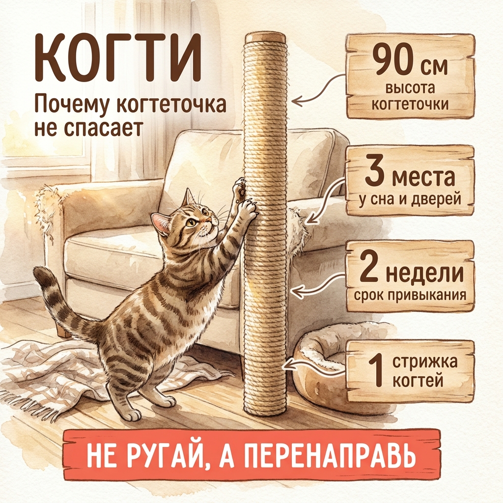 Кот дерёт мебель: почему когтеточка не всегда спасает