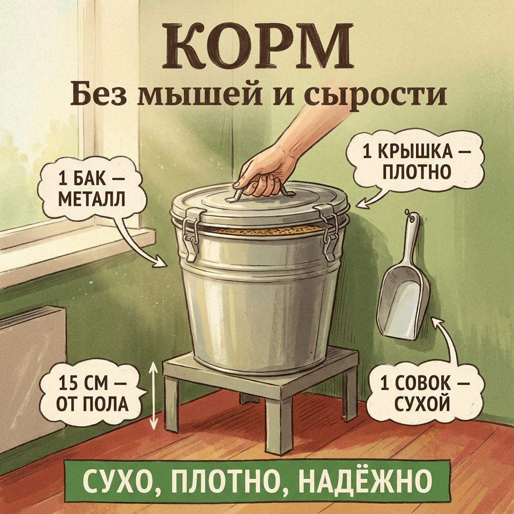 Где хранить корм, чтобы до него не добрались мыши и сырость